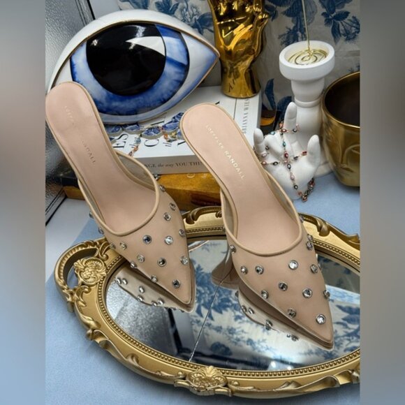 🆕 LOEFFLER RANDALL 🧿 NWOT Paloma Mesh Mid-Heel Mules, Cream/Clear, Sz 8 - Picture 5 of 14